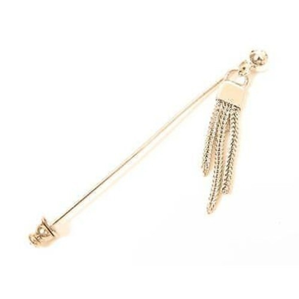 Vintage Classy Shiny Silver Plated Tassel Dangle Stick Pin*Scarf Lapel Pin*A599